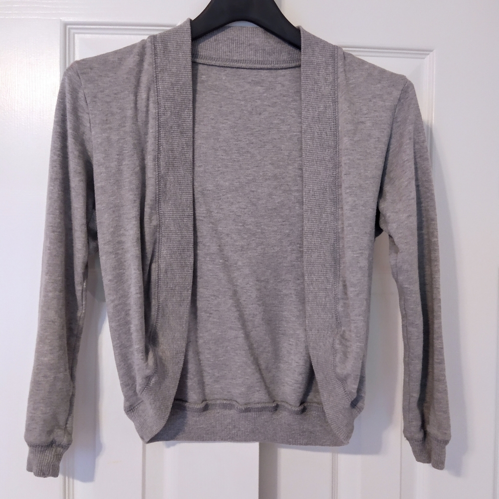 Light Gray Mid Sleeve Cardigan Shrug Grey